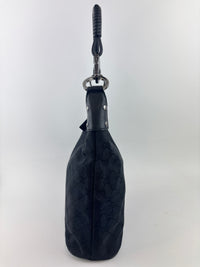 GG Canvas Black Hobo Bag with Pig Skin Leather