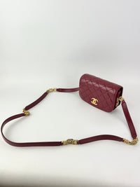 AS3402 Red Shiny Calfskin with Suede My Sweet CC Flap Bag - Glampot