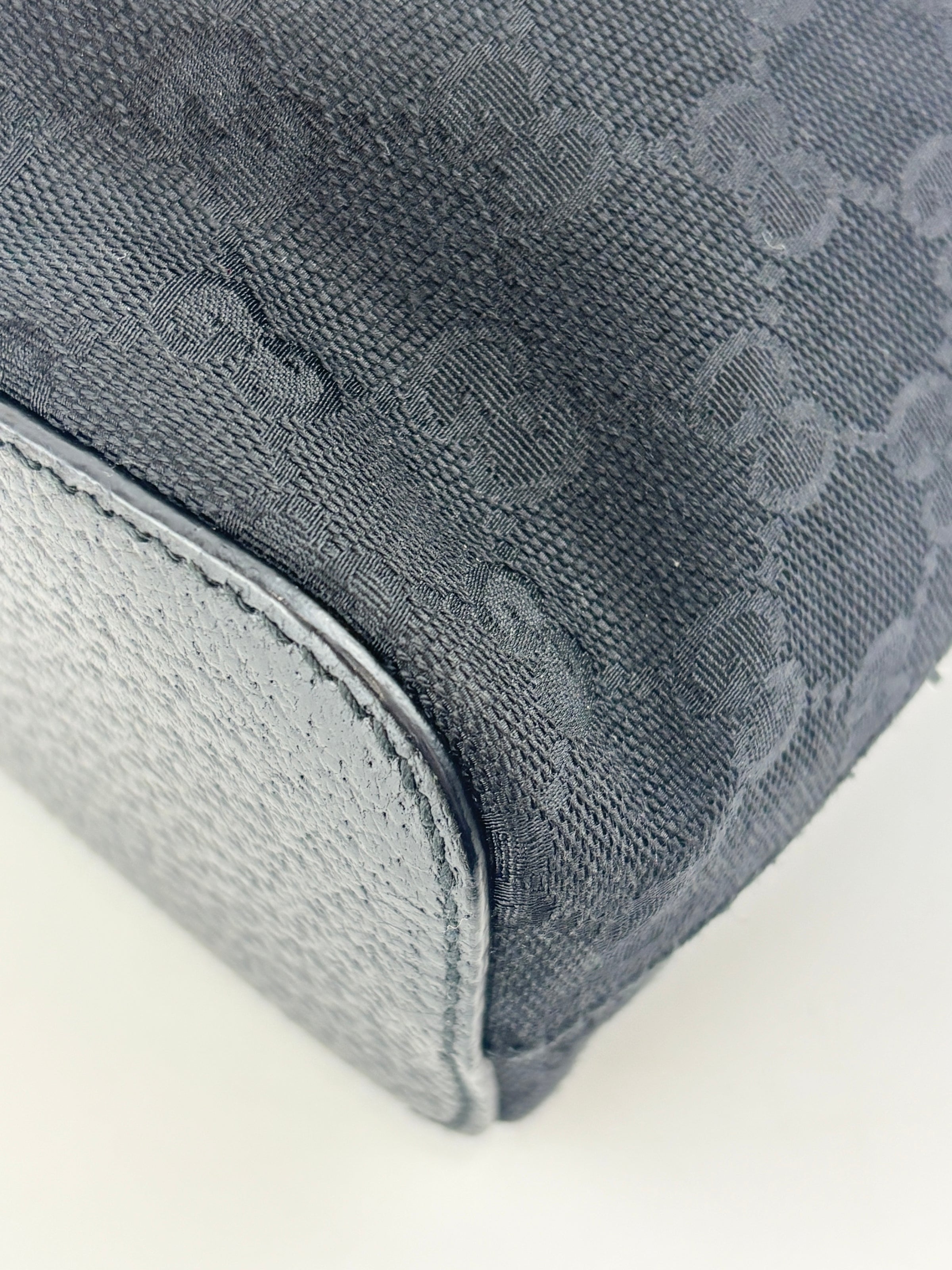 GG Canvas Black Hobo Bag with Pig Skin Leather