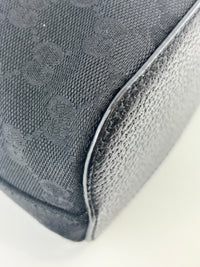 GG Canvas Black Hobo Bag with Pig Skin Leather