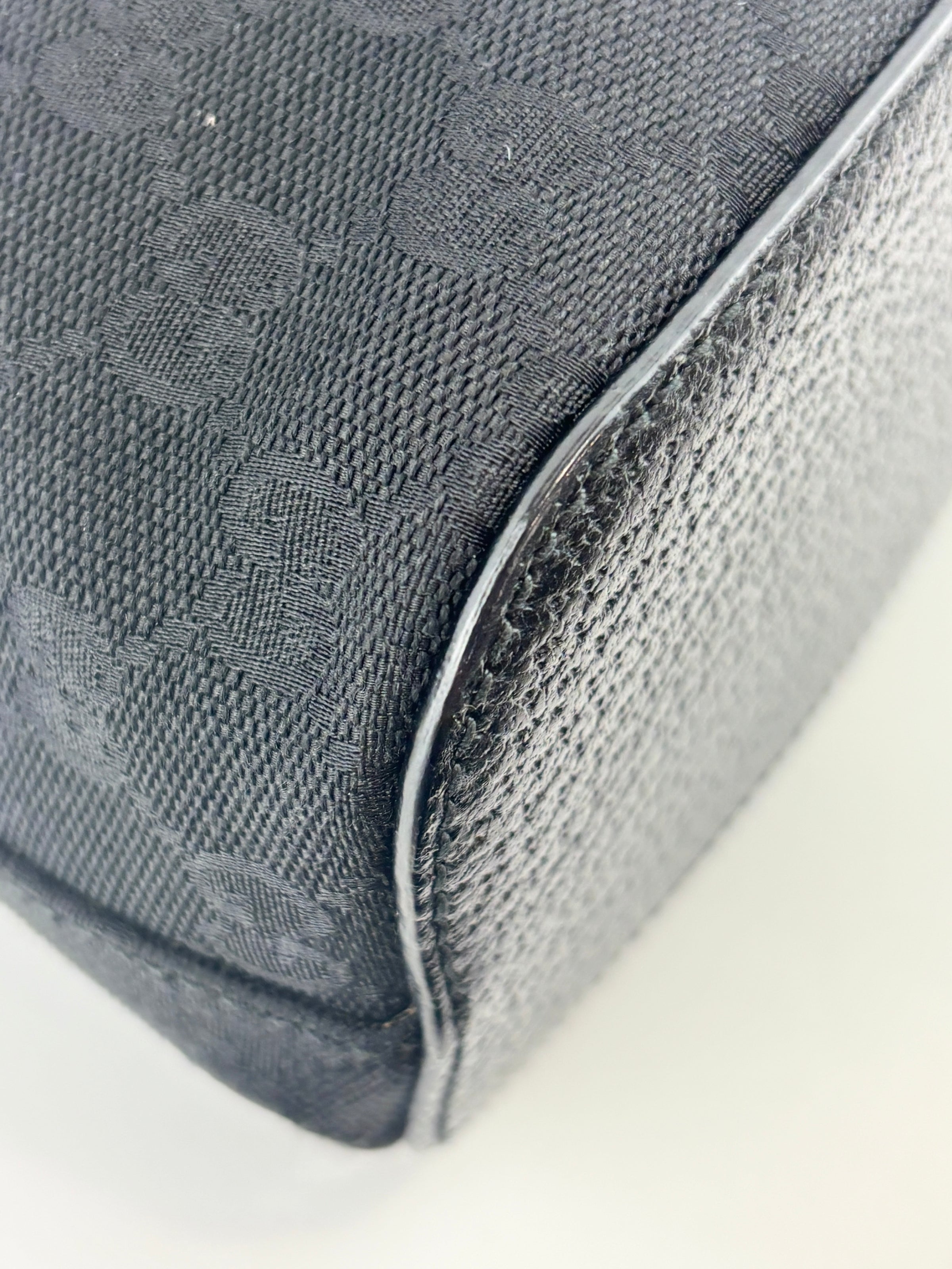 GG Canvas Black Hobo Bag with Pig Skin Leather