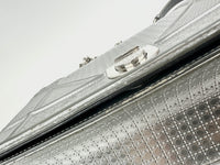 Medium Diorama Metallic Silver Cannage Leather Flap Bag