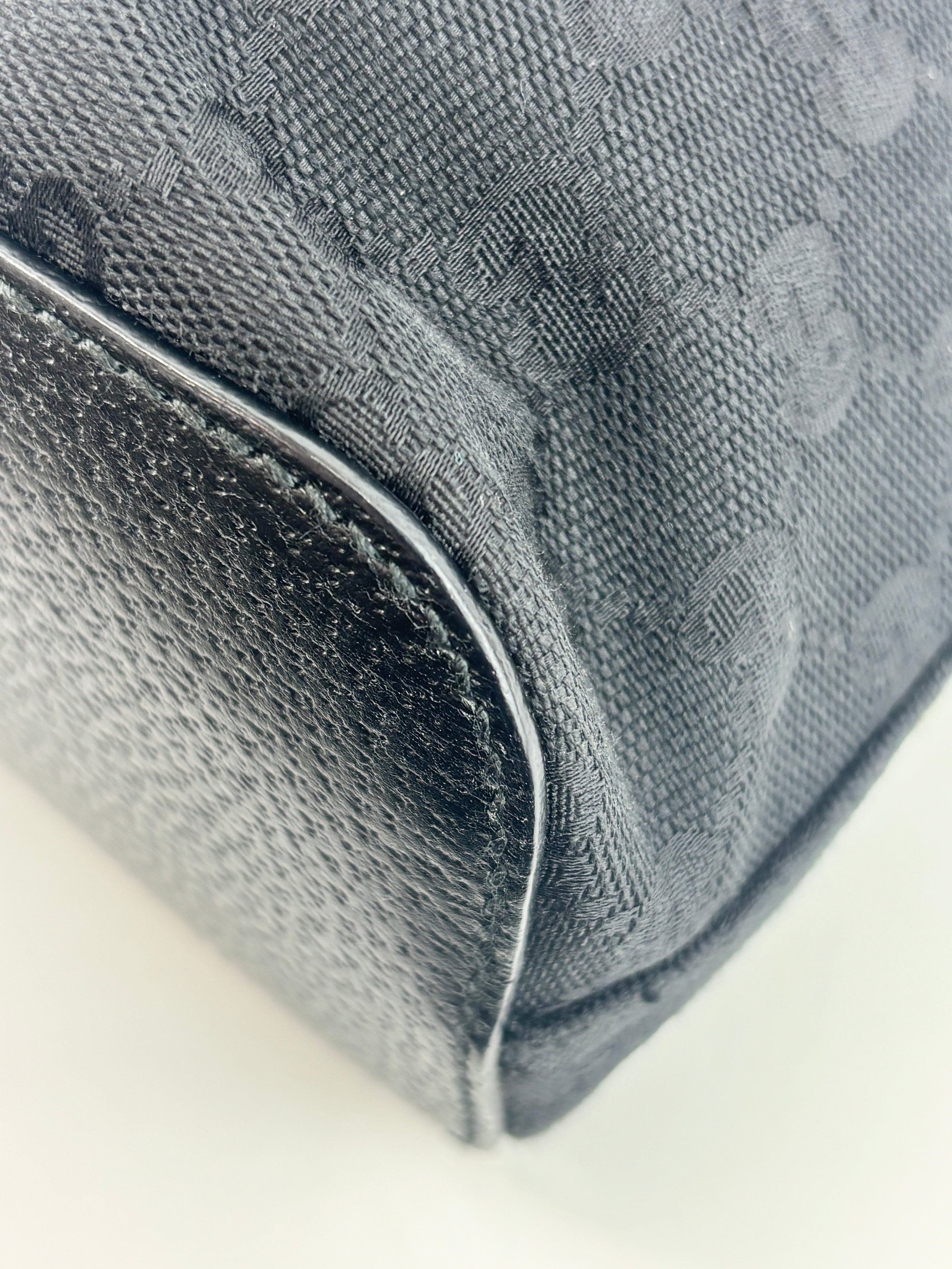 GG Canvas Black Hobo Bag with Pig Skin Leather