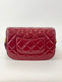 AS3402 Red Shiny Calfskin with Suede My Sweet CC Flap Bag - Glampot