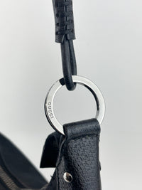 GG Canvas Black Hobo Bag with Pig Skin Leather