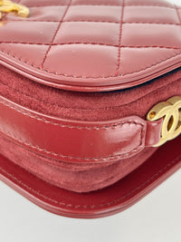 AS3402 Red Shiny Calfskin with Suede My Sweet CC Flap Bag - Glampot