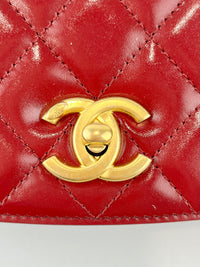AS3402 Red Shiny Calfskin with Suede My Sweet CC Flap Bag - Glampot