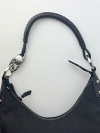 GG Canvas Black Hobo Bag with Pig Skin Leather