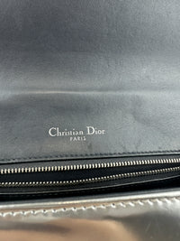 Medium Diorama Metallic Silver Cannage Leather Flap Bag