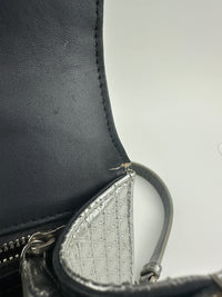 Medium Diorama Metallic Silver Cannage Leather Flap Bag