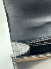 Medium Diorama Metallic Silver Cannage Leather Flap Bag