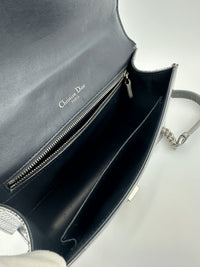 Medium Diorama Metallic Silver Cannage Leather Flap Bag