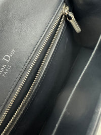 Medium Diorama Metallic Silver Cannage Leather Flap Bag