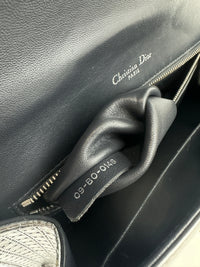 Medium Diorama Metallic Silver Cannage Leather Flap Bag