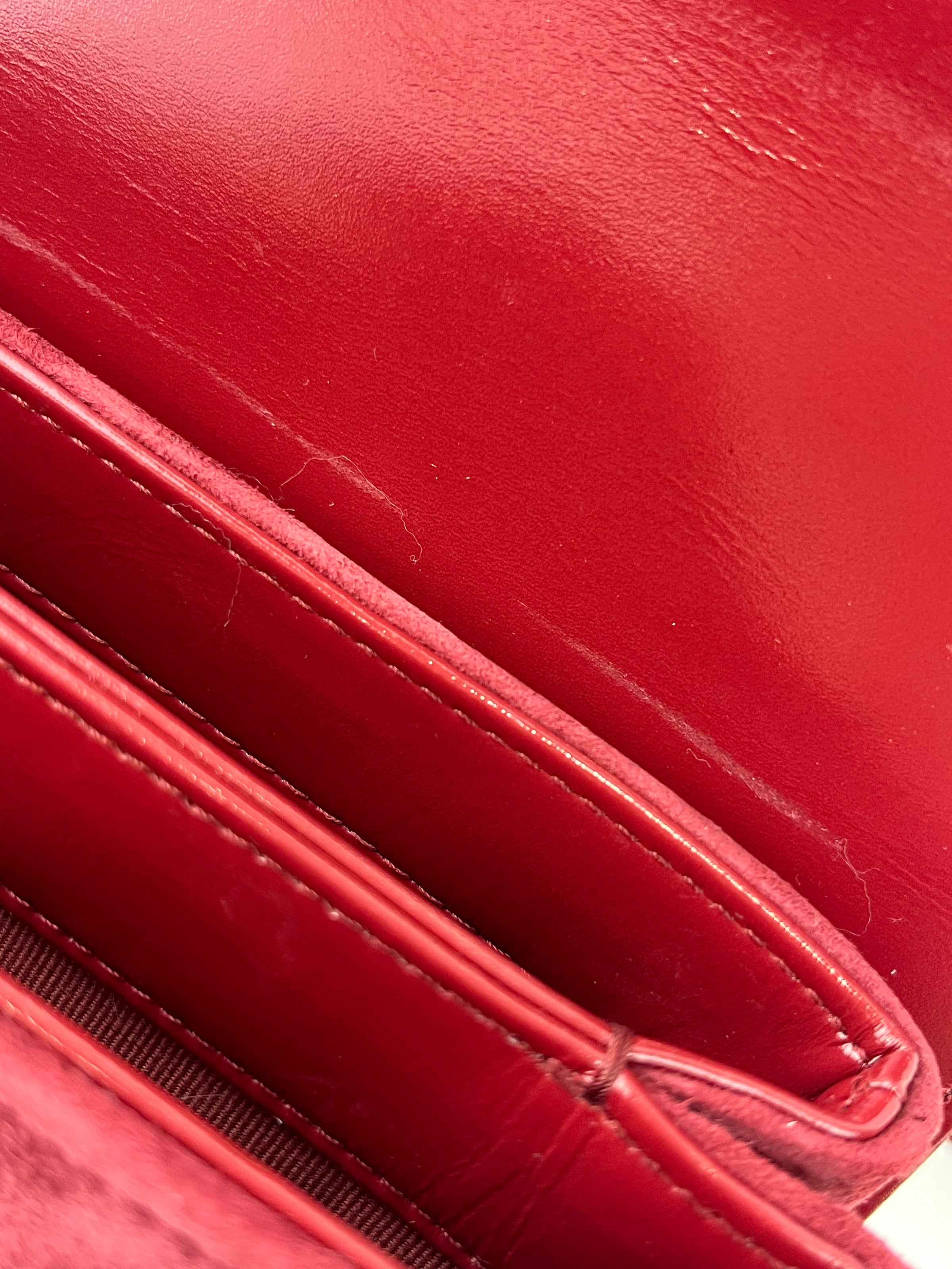 AS3402 Red Shiny Calfskin with Suede My Sweet CC Flap Bag - Glampot