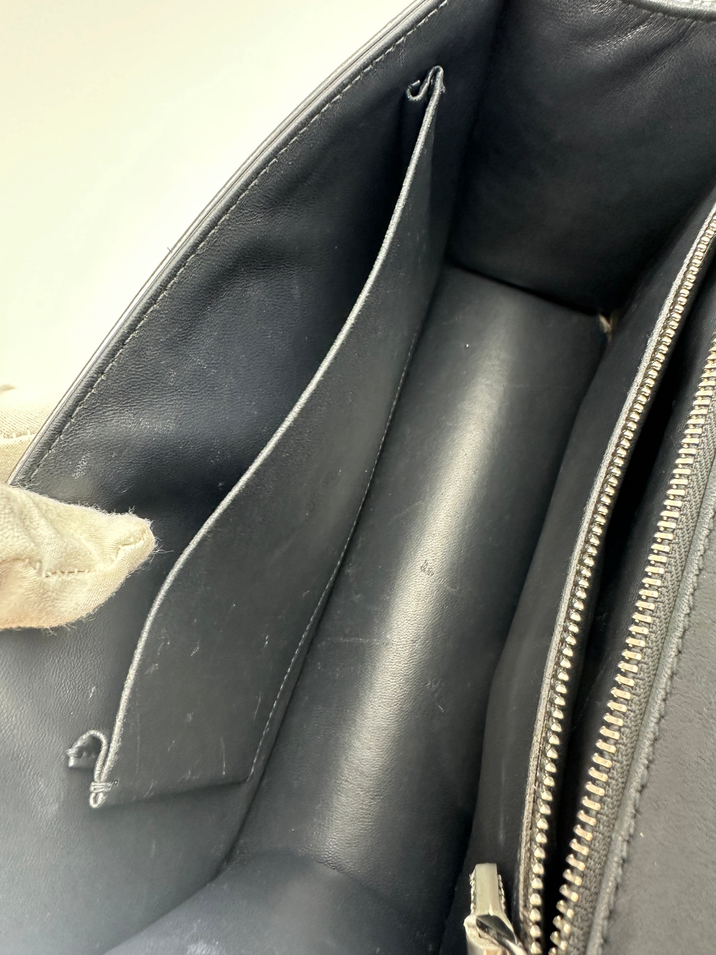 Medium Diorama Metallic Silver Cannage Leather Flap Bag