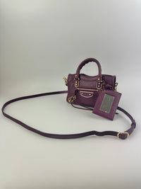 Metallic Edge Nano City Purple Goatskin Leather GHW