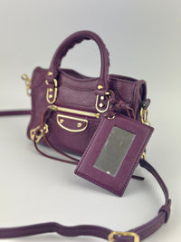 Metallic Edge Nano City Purple Goatskin Leather GHW