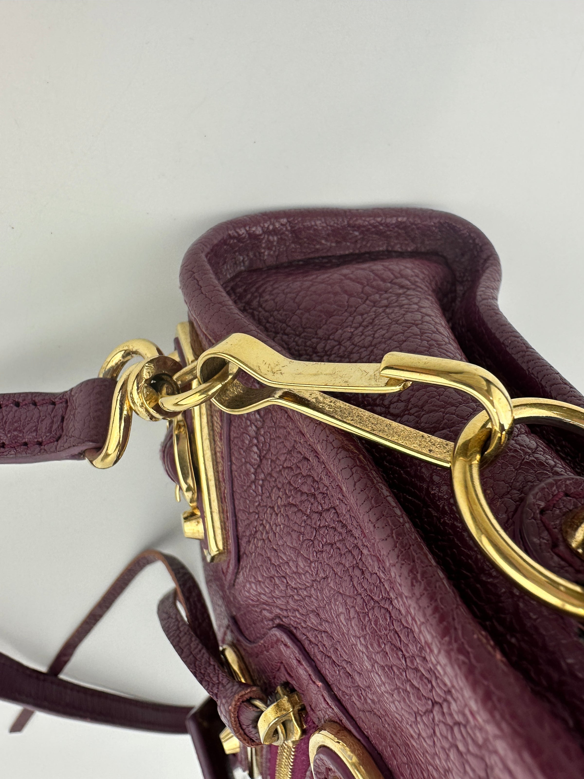 Metallic Edge Nano City Purple Goatskin Leather GHW