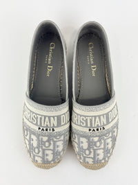 Oblique Embroidered Granville 15mm Espadrilles Grey Stone Size 36.5