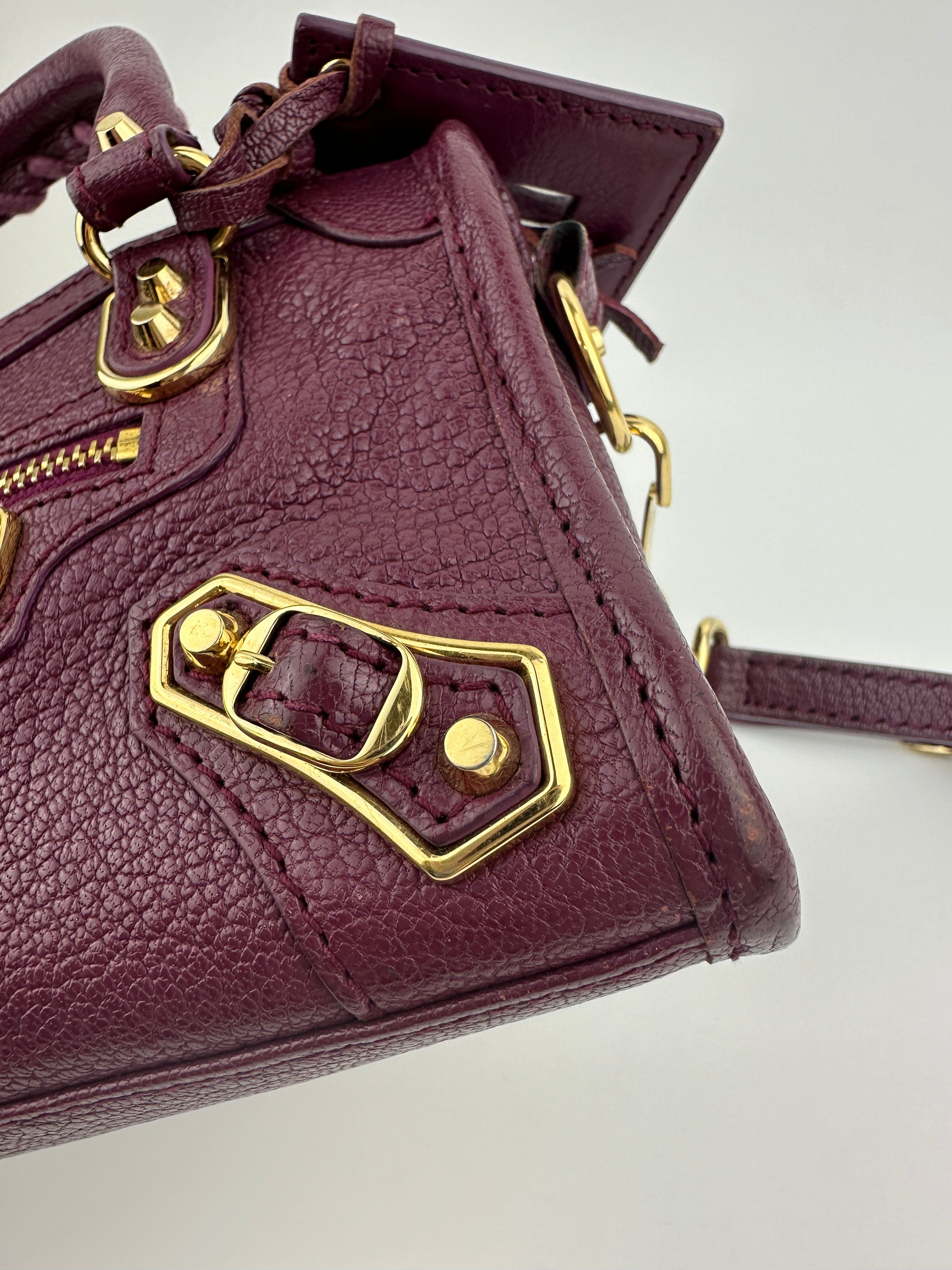 Metallic Edge Nano City Purple Goatskin Leather GHW