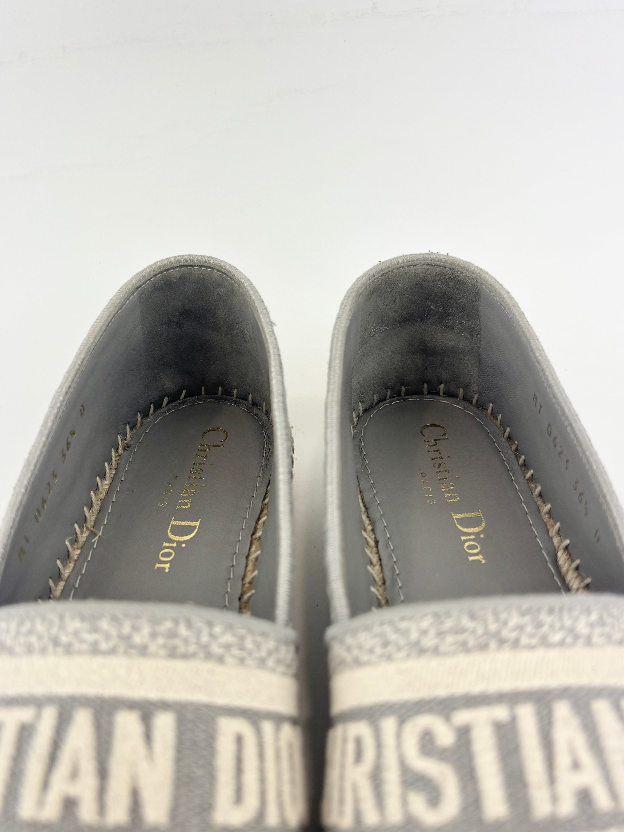 Oblique Embroidered Granville 15mm Espadrilles Grey Stone Size 36.5
