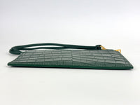 Calfskin Crocodile Embossed Doll Top Handle Bag Green - Glampot