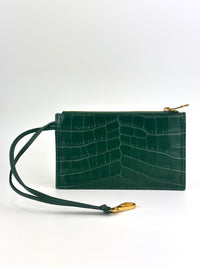 Calfskin Crocodile Embossed Doll Top Handle Bag Green - Glampot
