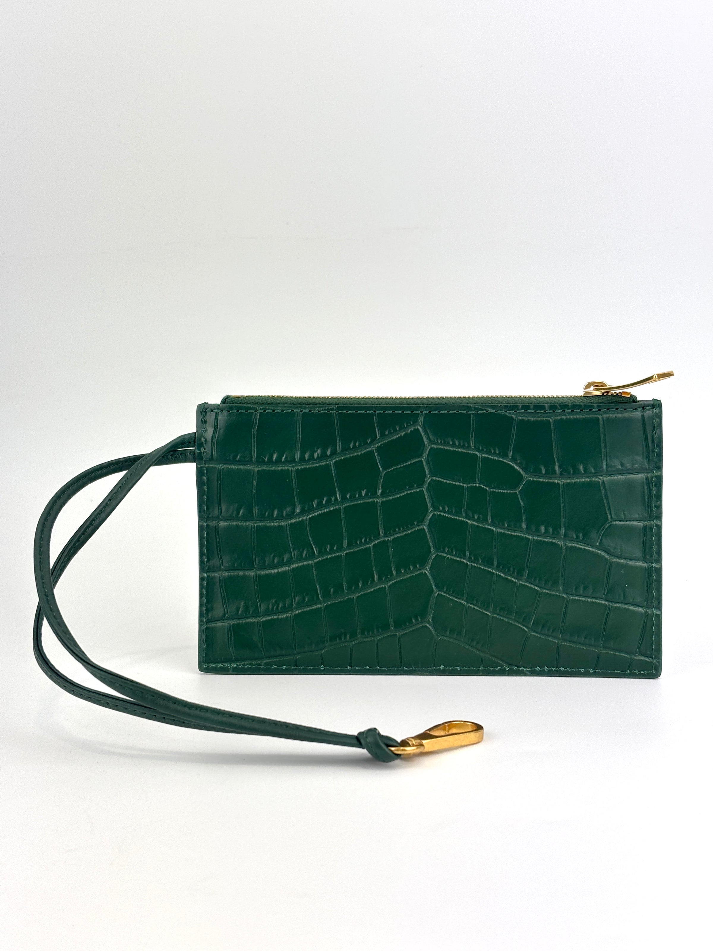 Calfskin Crocodile Embossed Doll Top Handle Bag Green - Glampot