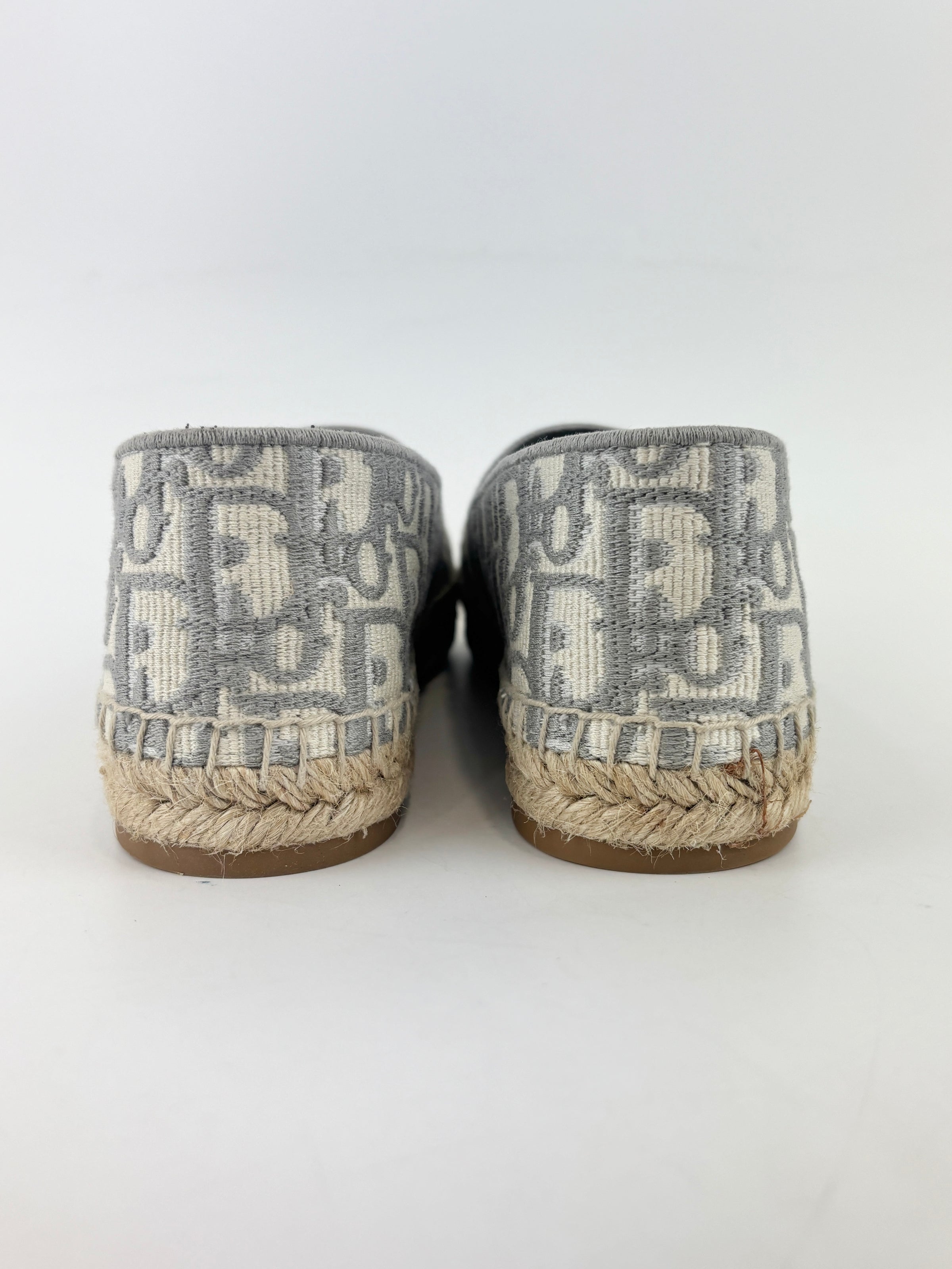 Oblique Embroidered Granville 15mm Espadrilles Grey Stone Size 36.5