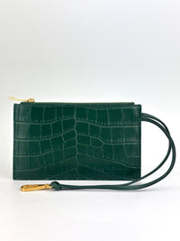 Calfskin Crocodile Embossed Doll Top Handle Bag Green - Glampot