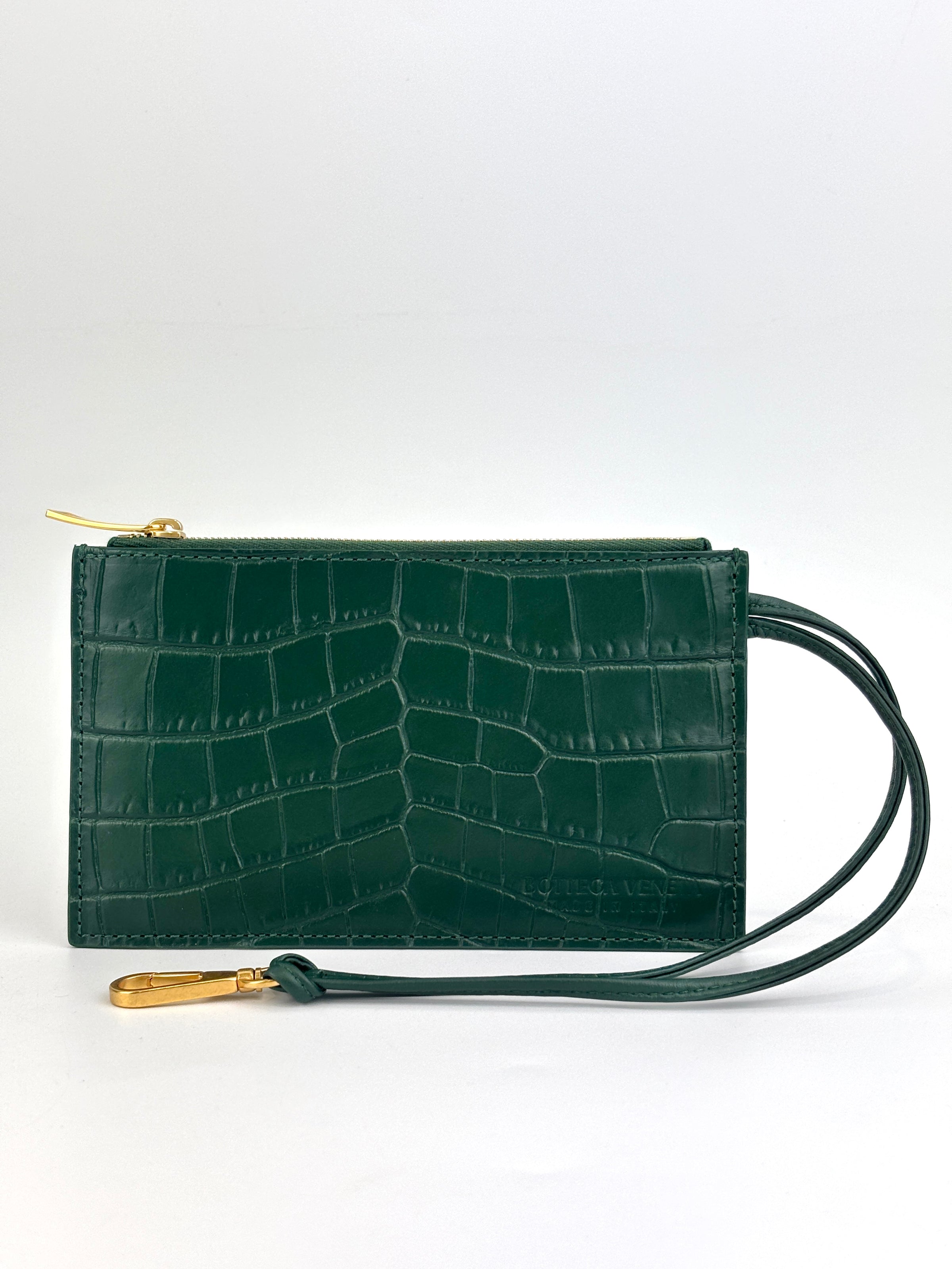 Calfskin Crocodile Embossed Doll Top Handle Bag Green - Glampot