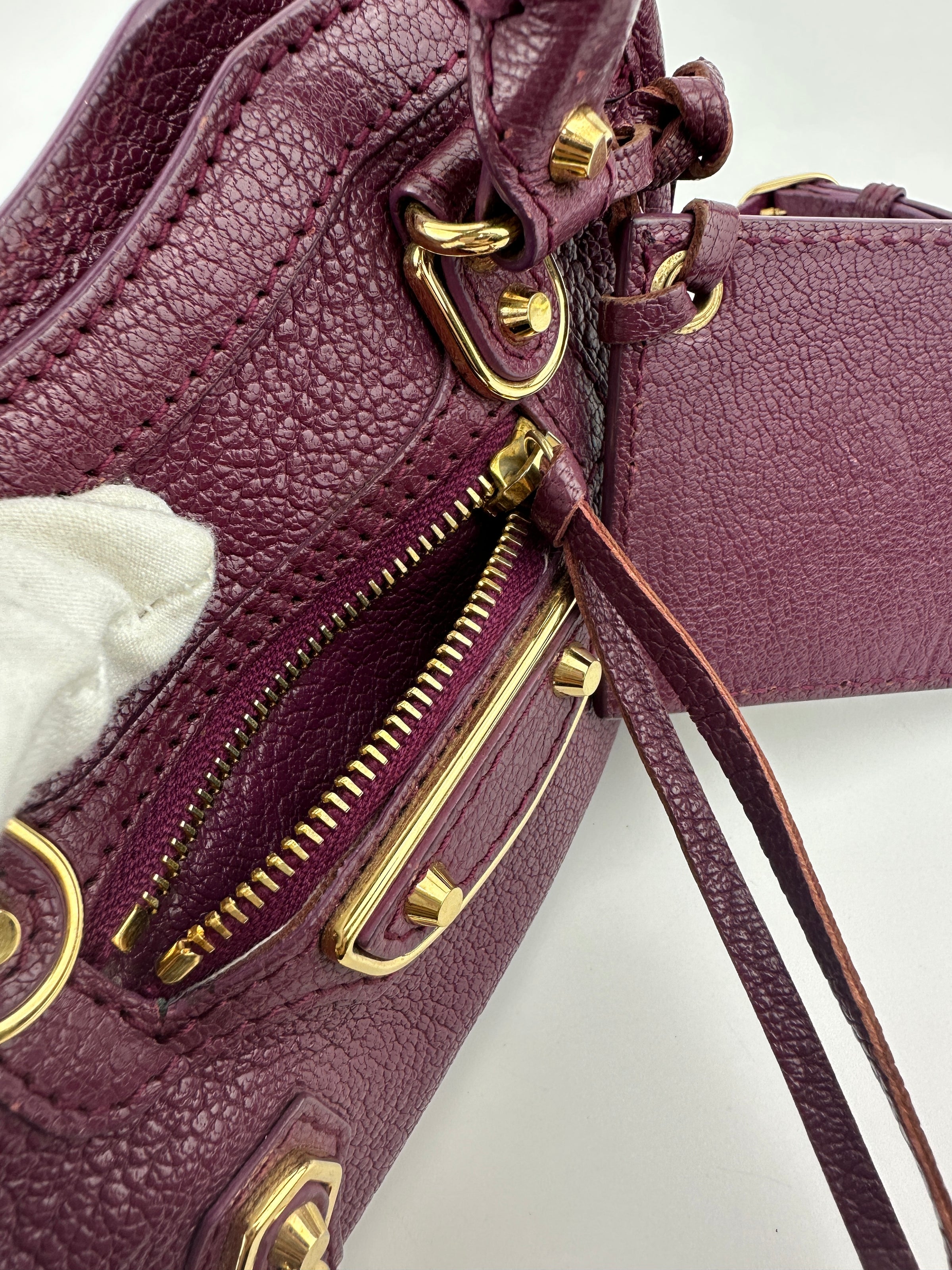 Metallic Edge Nano City Purple Goatskin Leather GHW