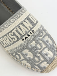 Oblique Embroidered Granville 15mm Espadrilles Grey Stone Size 36.5