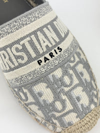 Oblique Embroidered Granville 15mm Espadrilles Grey Stone Size 36.5