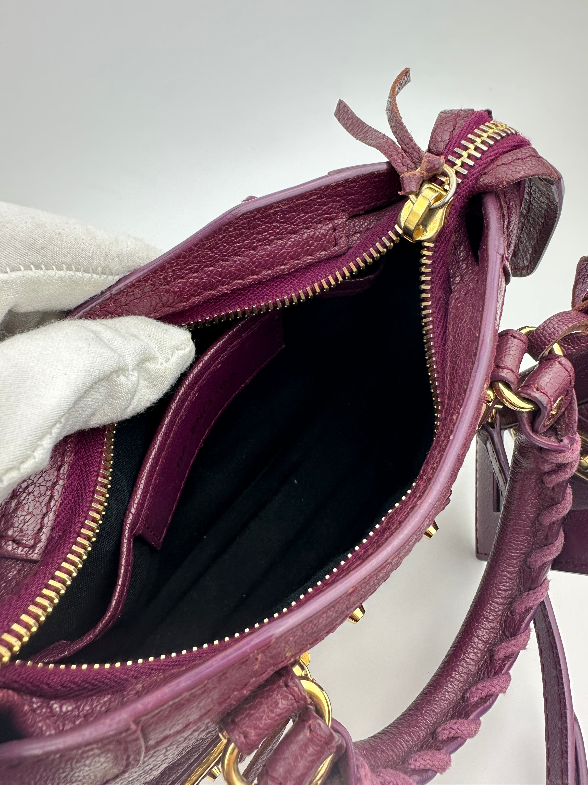 Metallic Edge Nano City Purple Goatskin Leather GHW