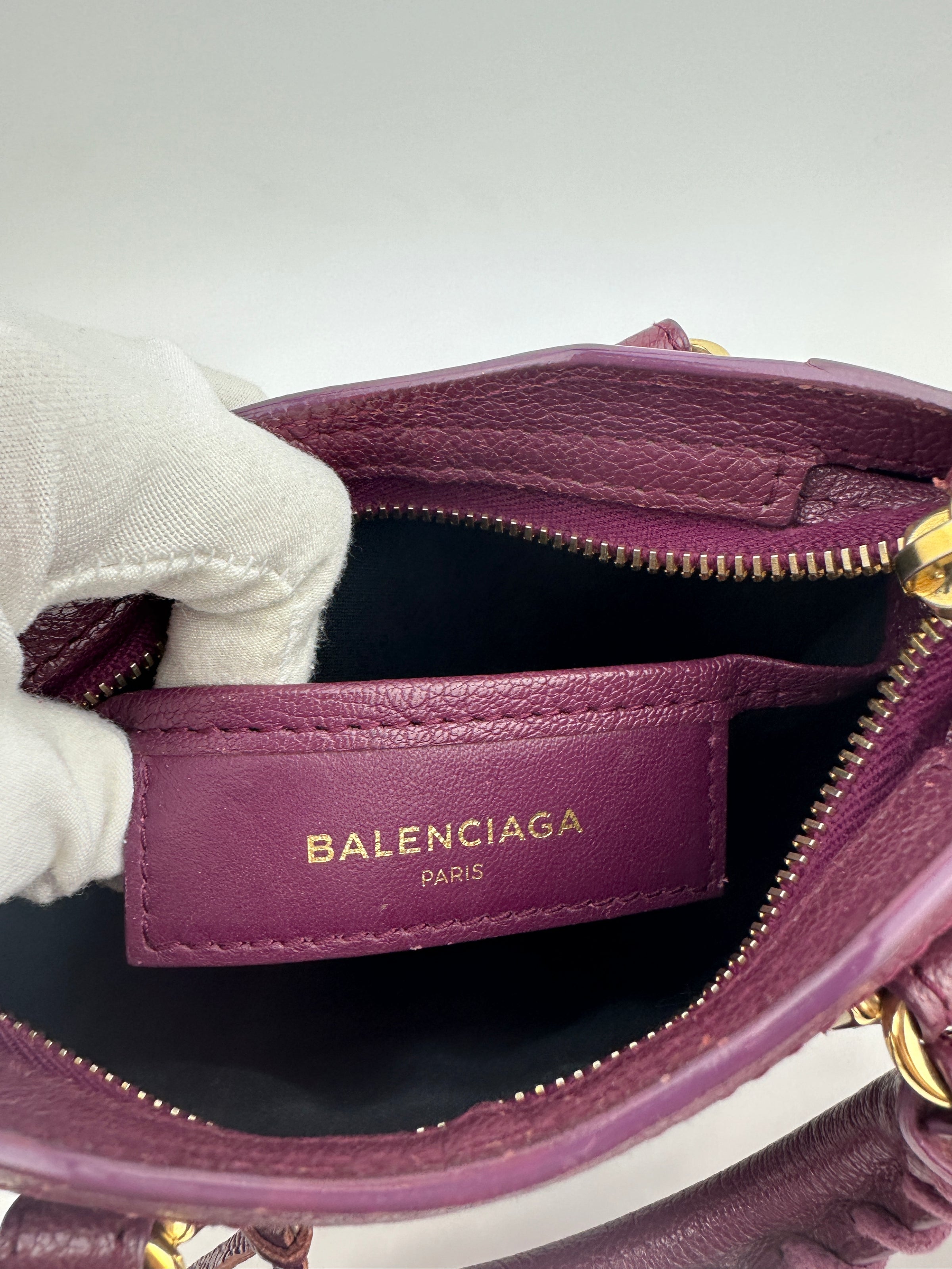 Metallic Edge Nano City Purple Goatskin Leather GHW