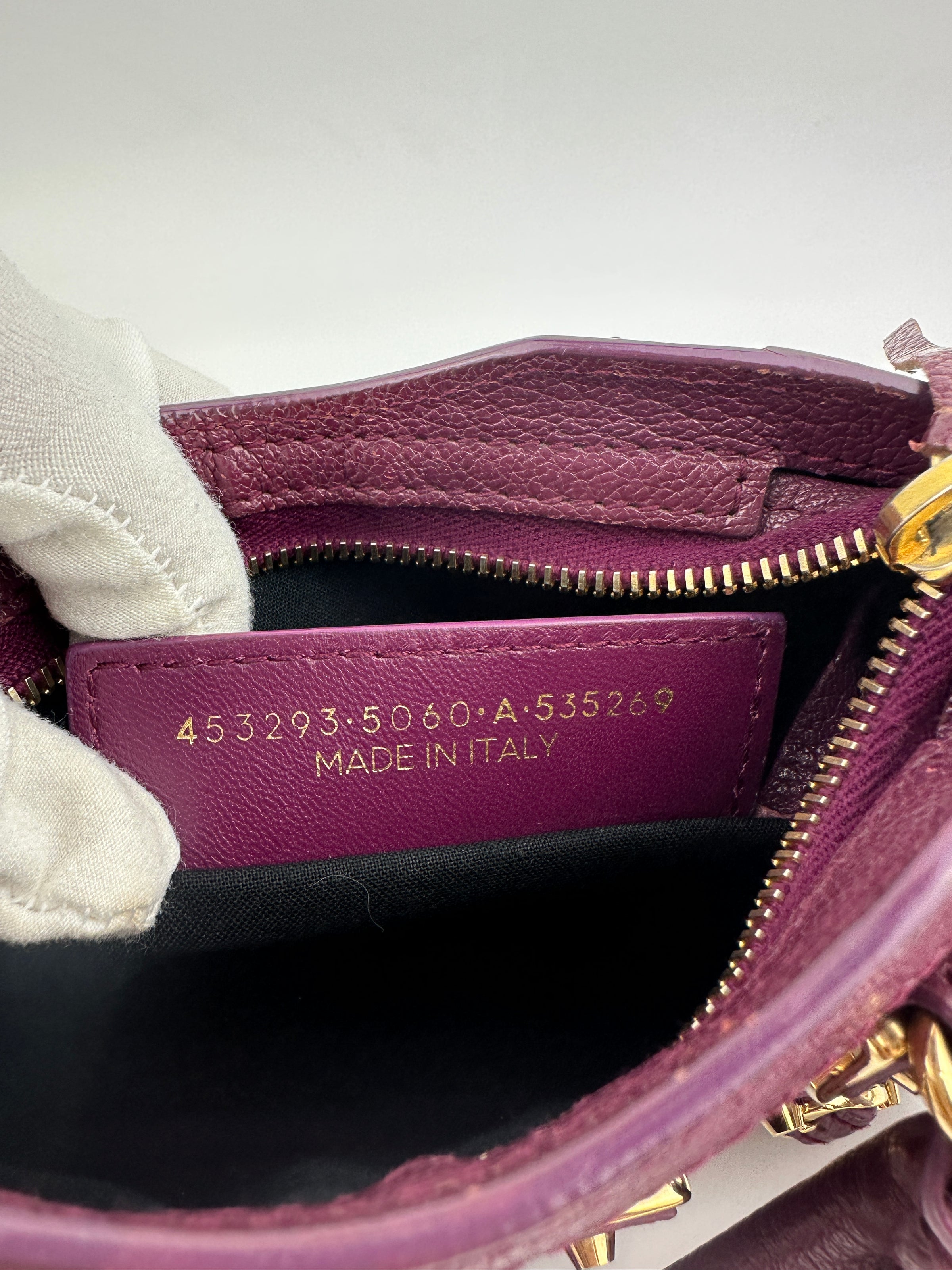 Metallic Edge Nano City Purple Goatskin Leather GHW
