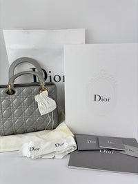 Lady Dior Medium Metallic Silver Lambskin GHW