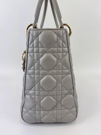 Lady Dior Medium Metallic Silver Lambskin GHW