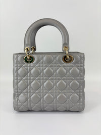 Lady Dior Medium Metallic Silver Lambskin GHW