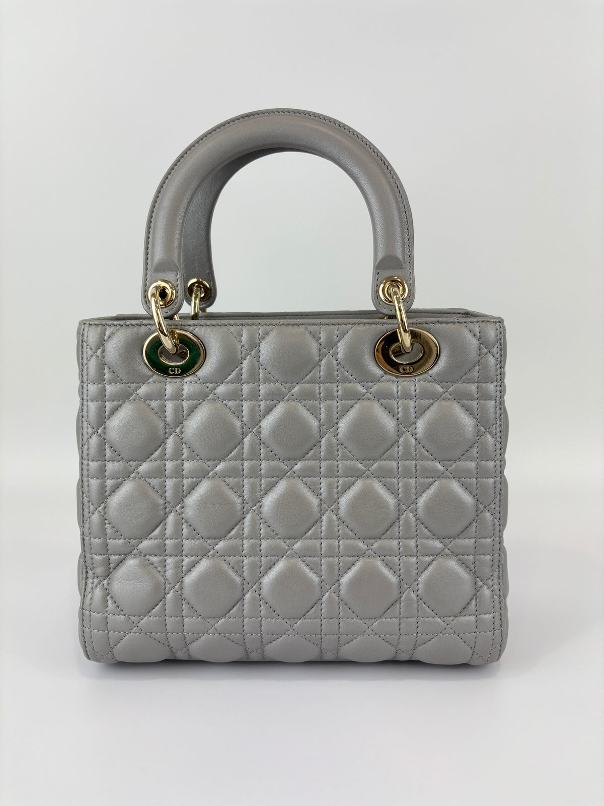 Lady Dior Medium Metallic Silver Lambskin GHW