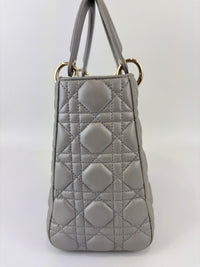 Lady Dior Medium Metallic Silver Lambskin GHW