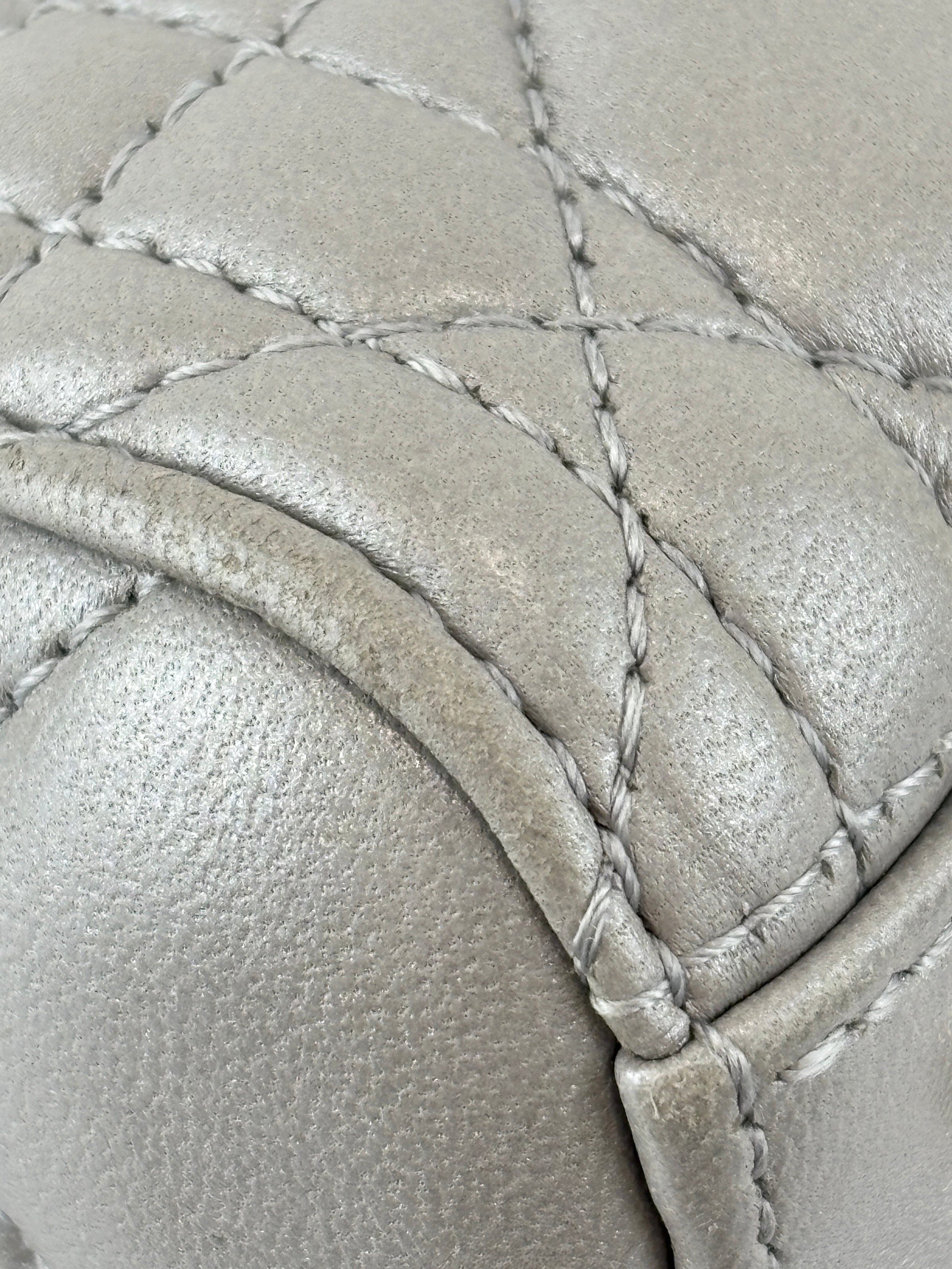 Lady Dior Medium Metallic Silver Lambskin GHW