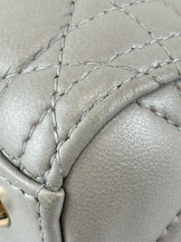 Lady Dior Medium Metallic Silver Lambskin GHW