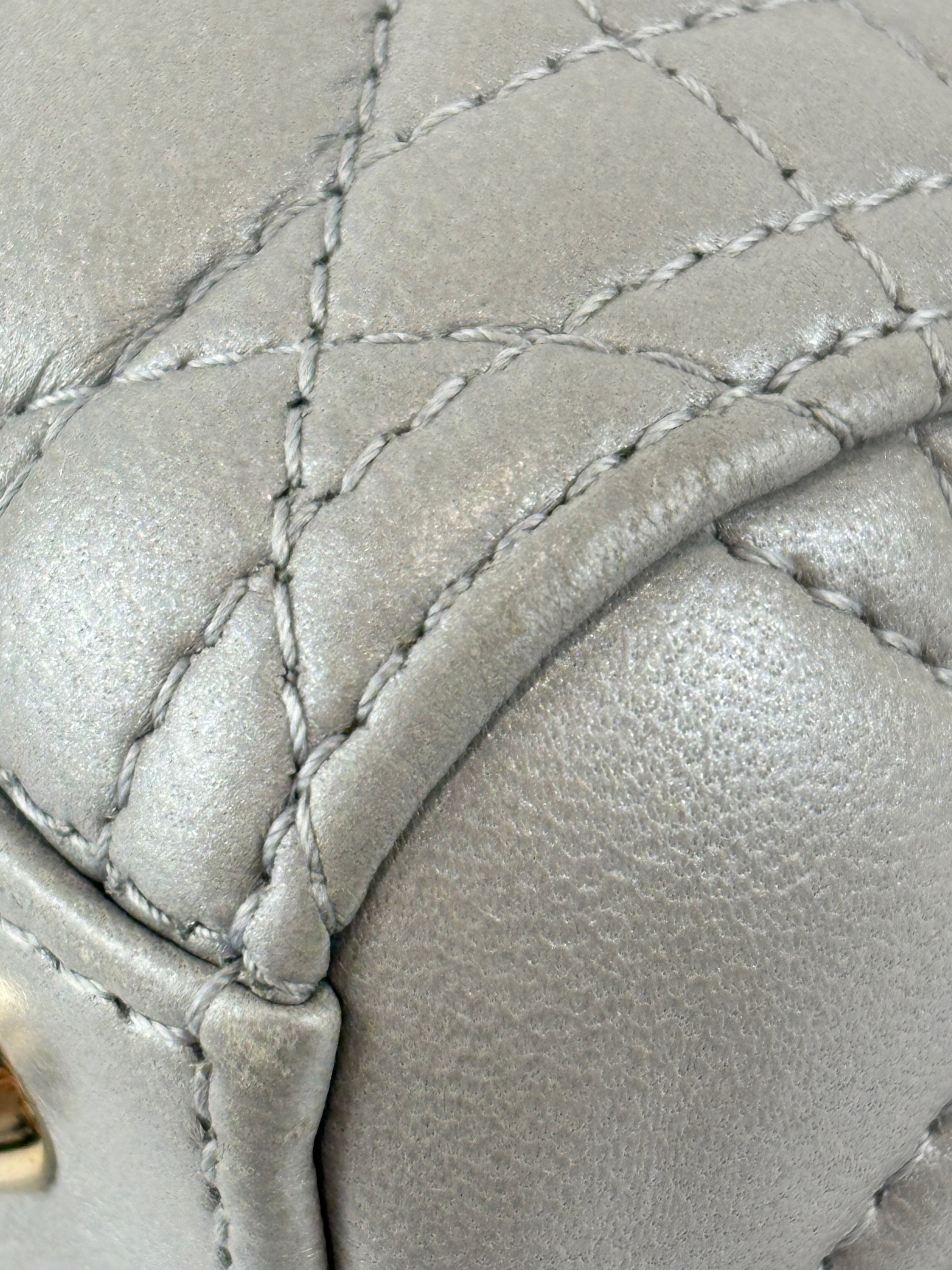 Lady Dior Medium Metallic Silver Lambskin GHW