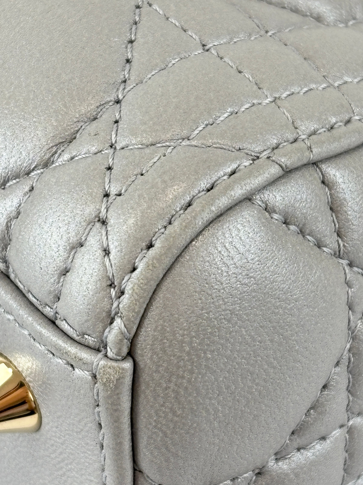 Lady Dior Medium Metallic Silver Lambskin GHW
