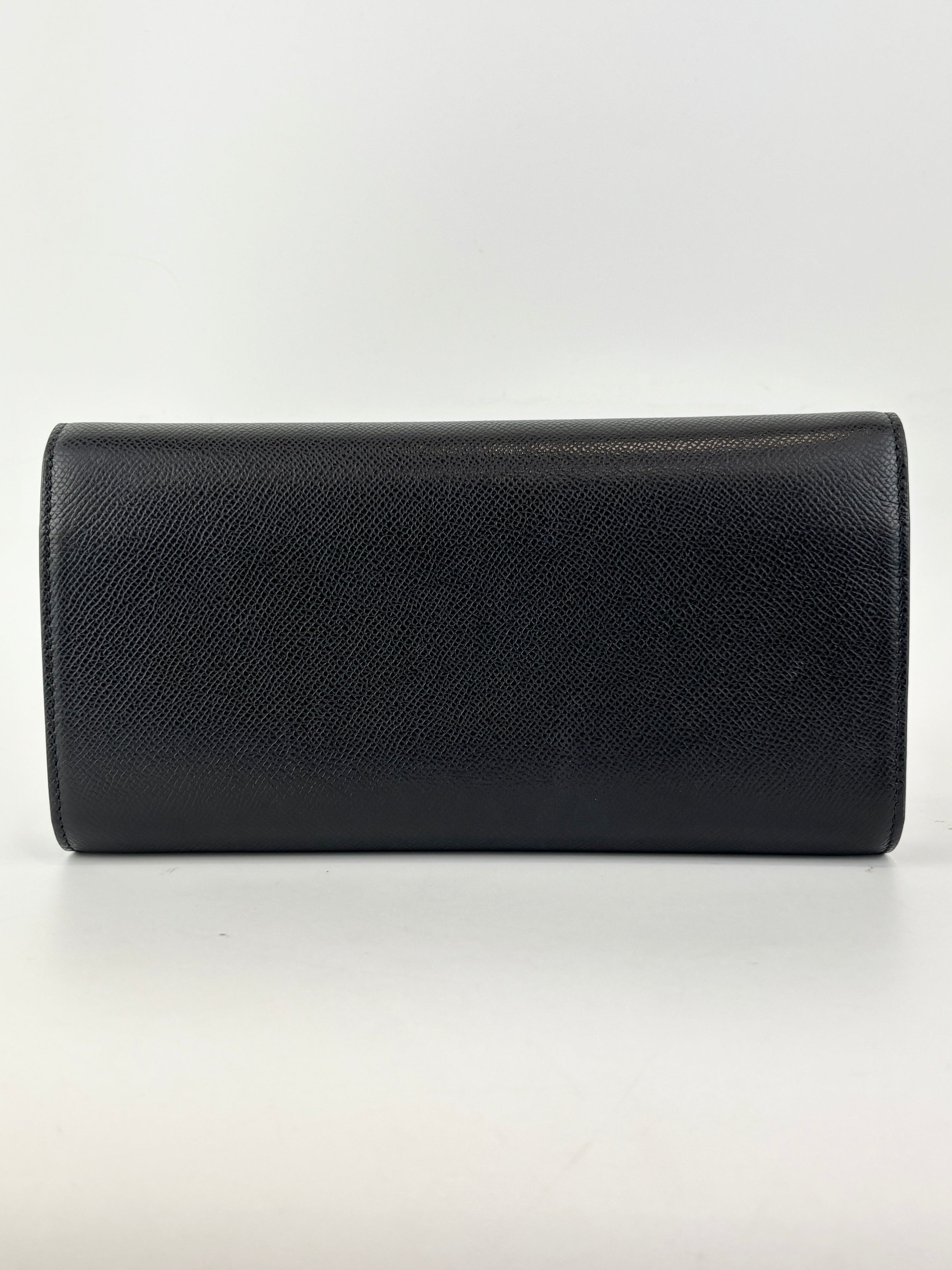 Gancini Clip Clutch with Chain Black Pebble Calf GHW