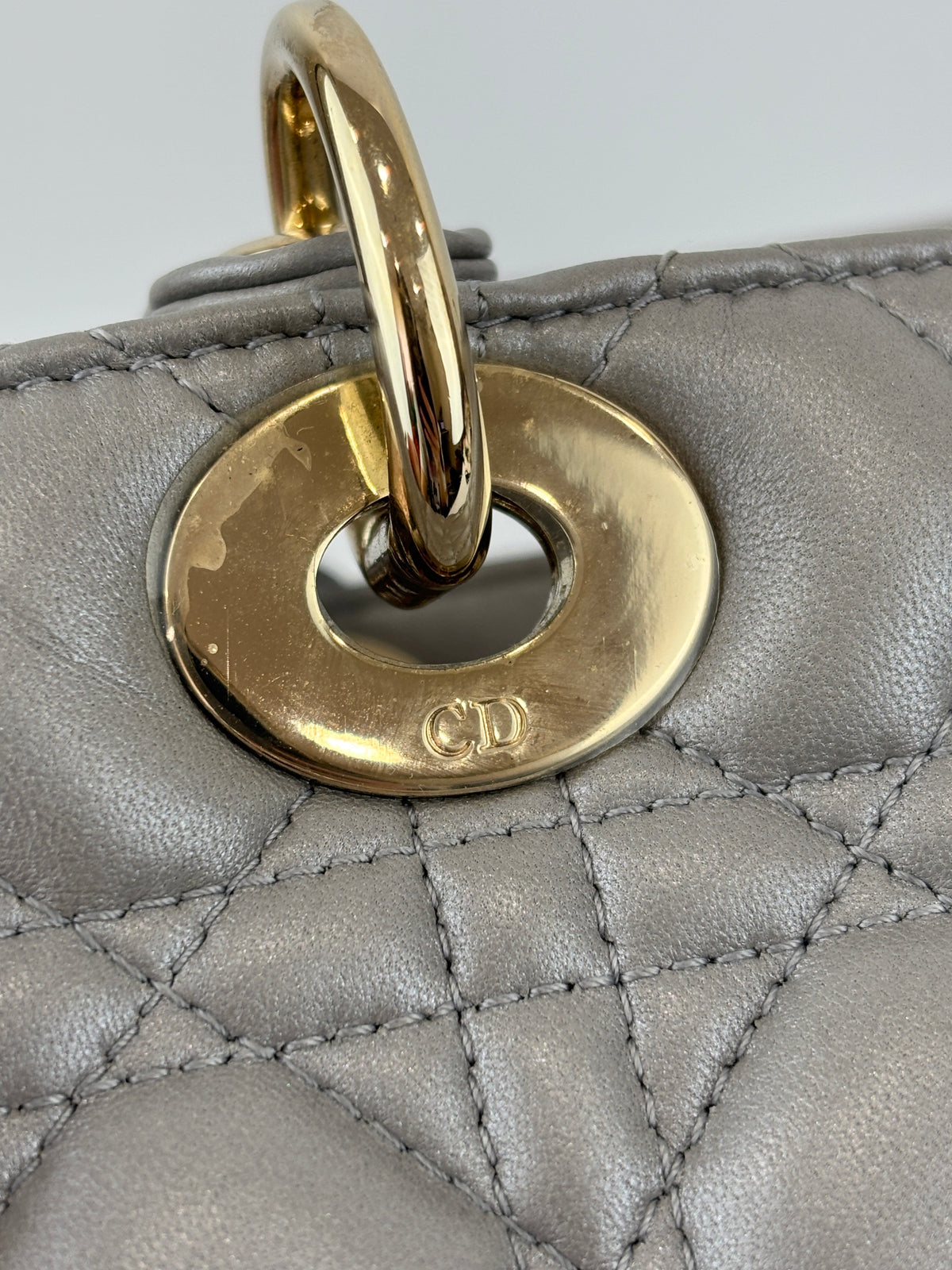 Lady Dior Medium Metallic Silver Lambskin GHW