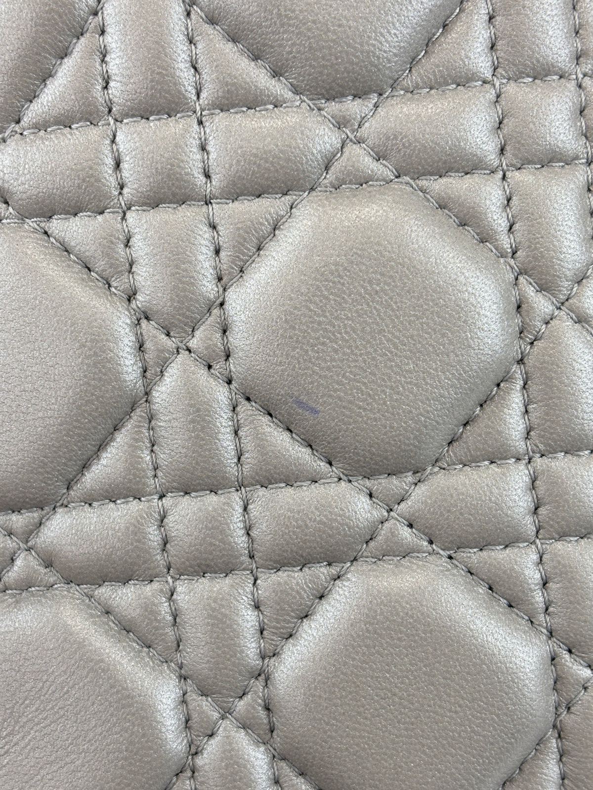 Lady Dior Medium Metallic Silver Lambskin GHW